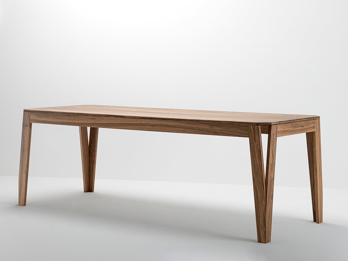 MéliMélo Tisch aus Nussbaum -  Massivholzplatte 3 falten