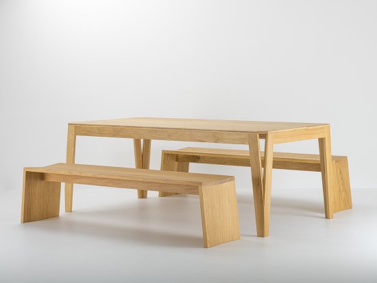 MéliMélo Tisch und PAP Bänke aus Eiche - Massivholz und Design 100% Made in France
