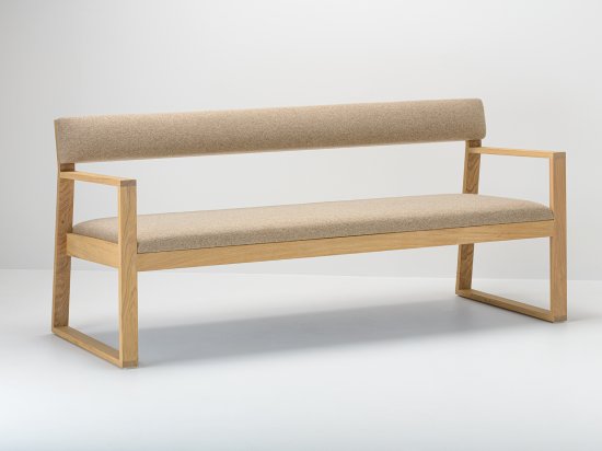 Banc en chêne et tissu Arpin® coloris au choix - AIX 180 cm 3 places