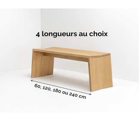 Banc chêne massif - PAP Longueur 60, 120, 180 ou 240 cm